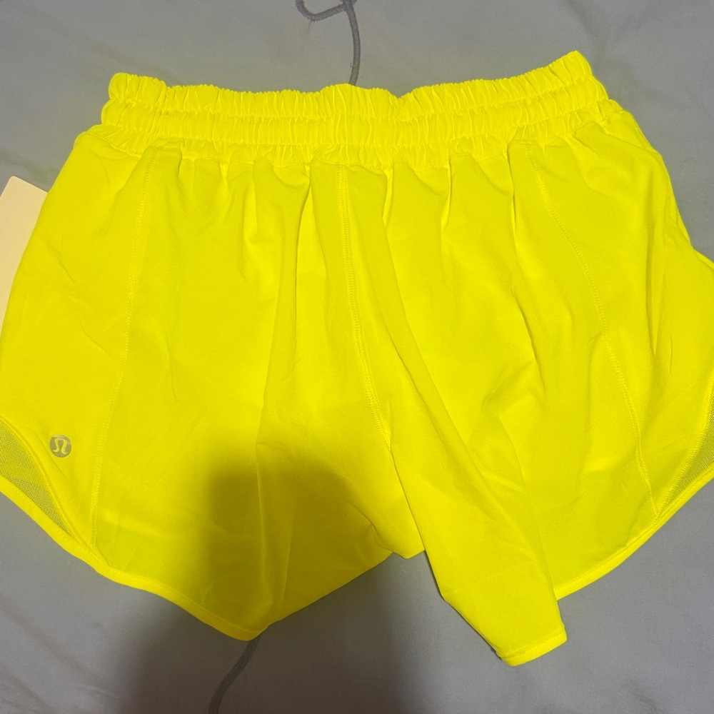 lululemon athletica hotty hot Bright Neon Yellow Athletic Shorts - Picture 3 of 5